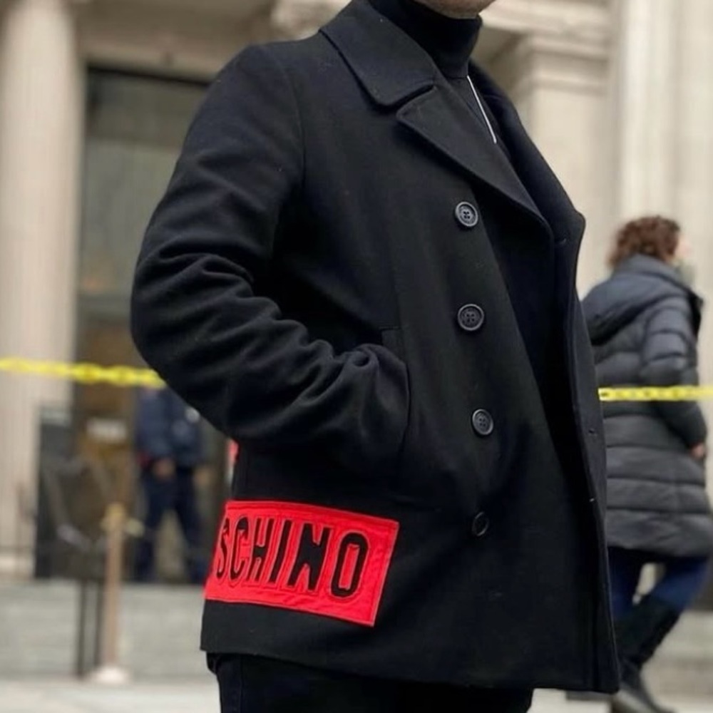 Moschino Black and Red Peacoat Jacket